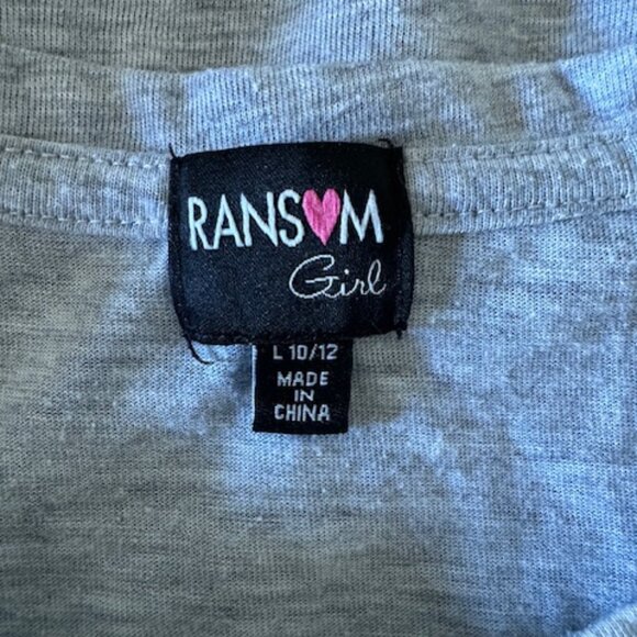 Ransom Girl Grey with Blue Love and Red Stripes Tank Top  8533 - Picture 9 of 9